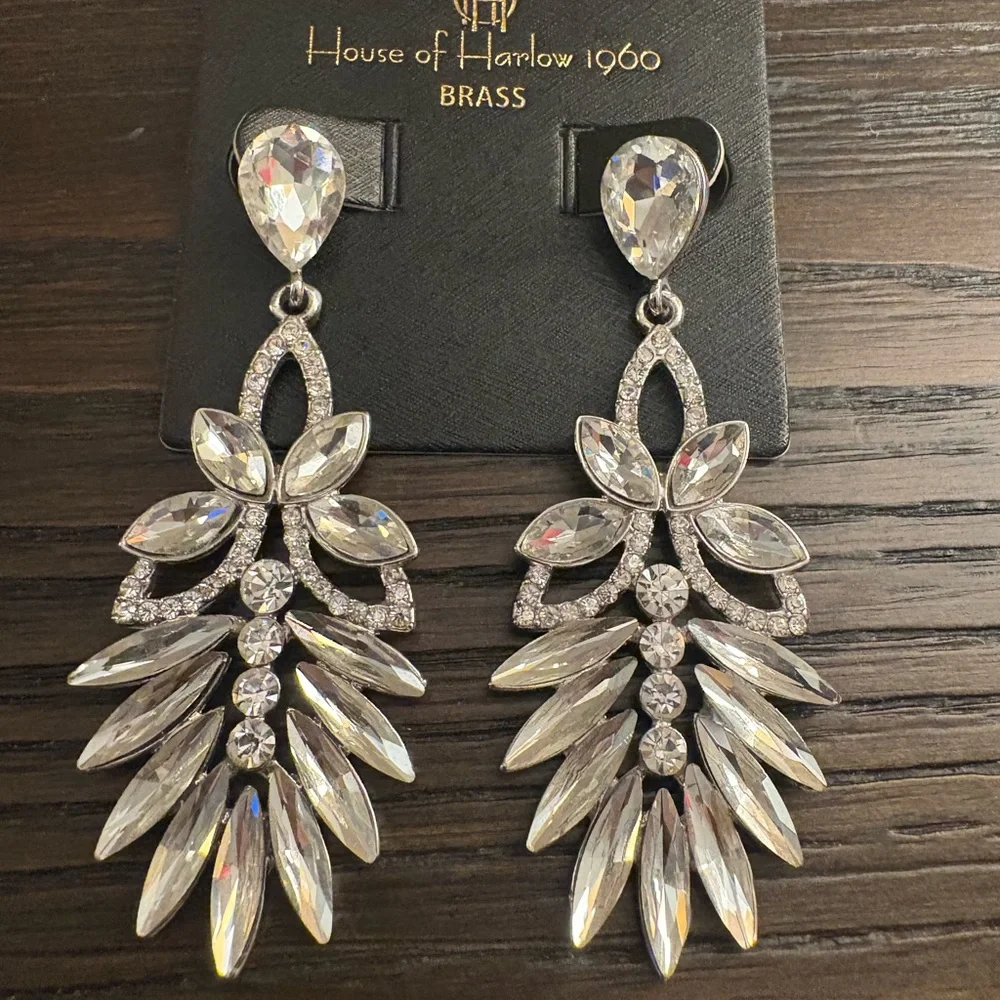 NEW House of Harlow 1960 Silver Earrings